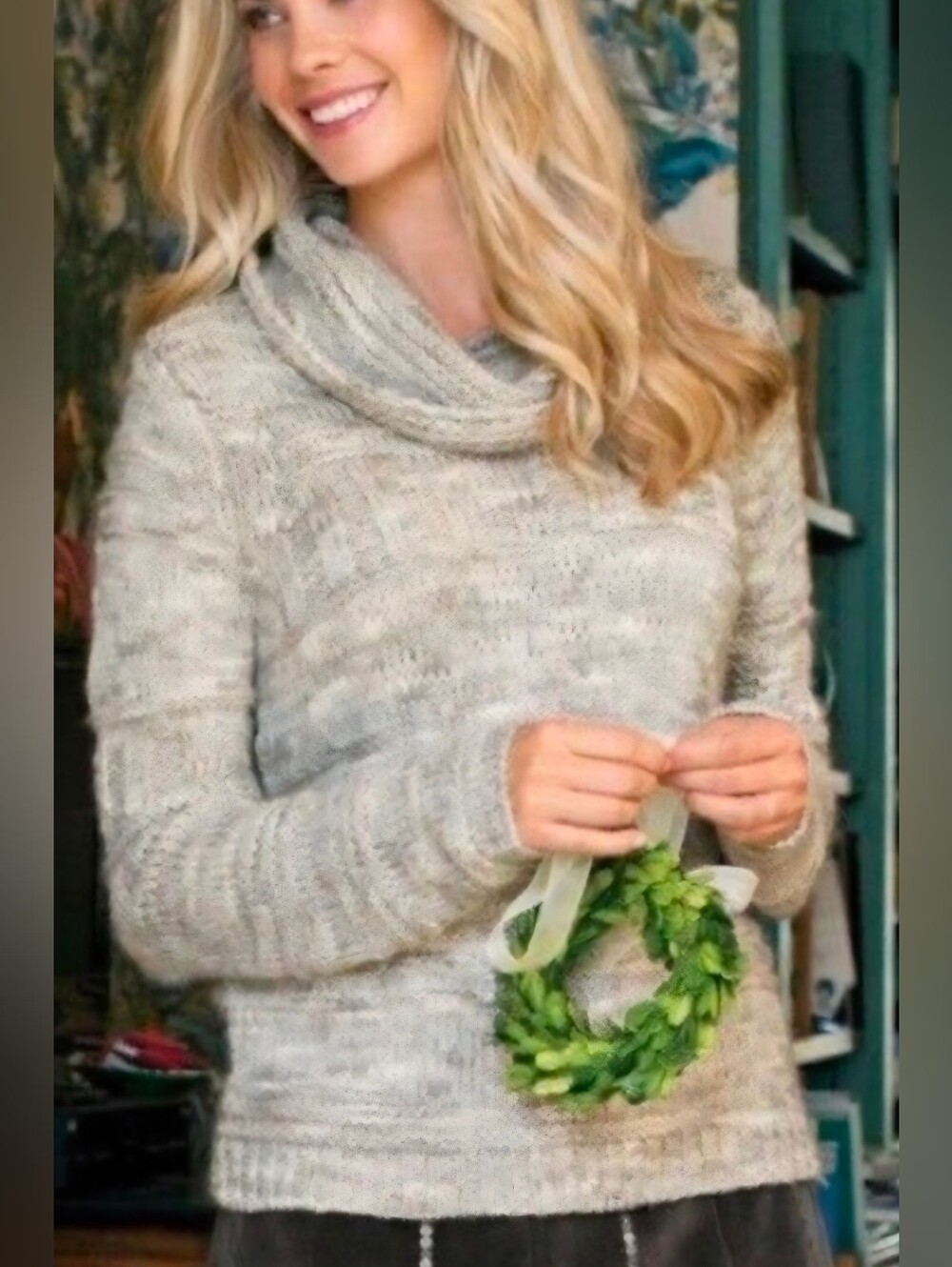 New Soft Surroundings Santis Wool Alpaca Marled Knit Blend Cowl Neck Sweater NWT